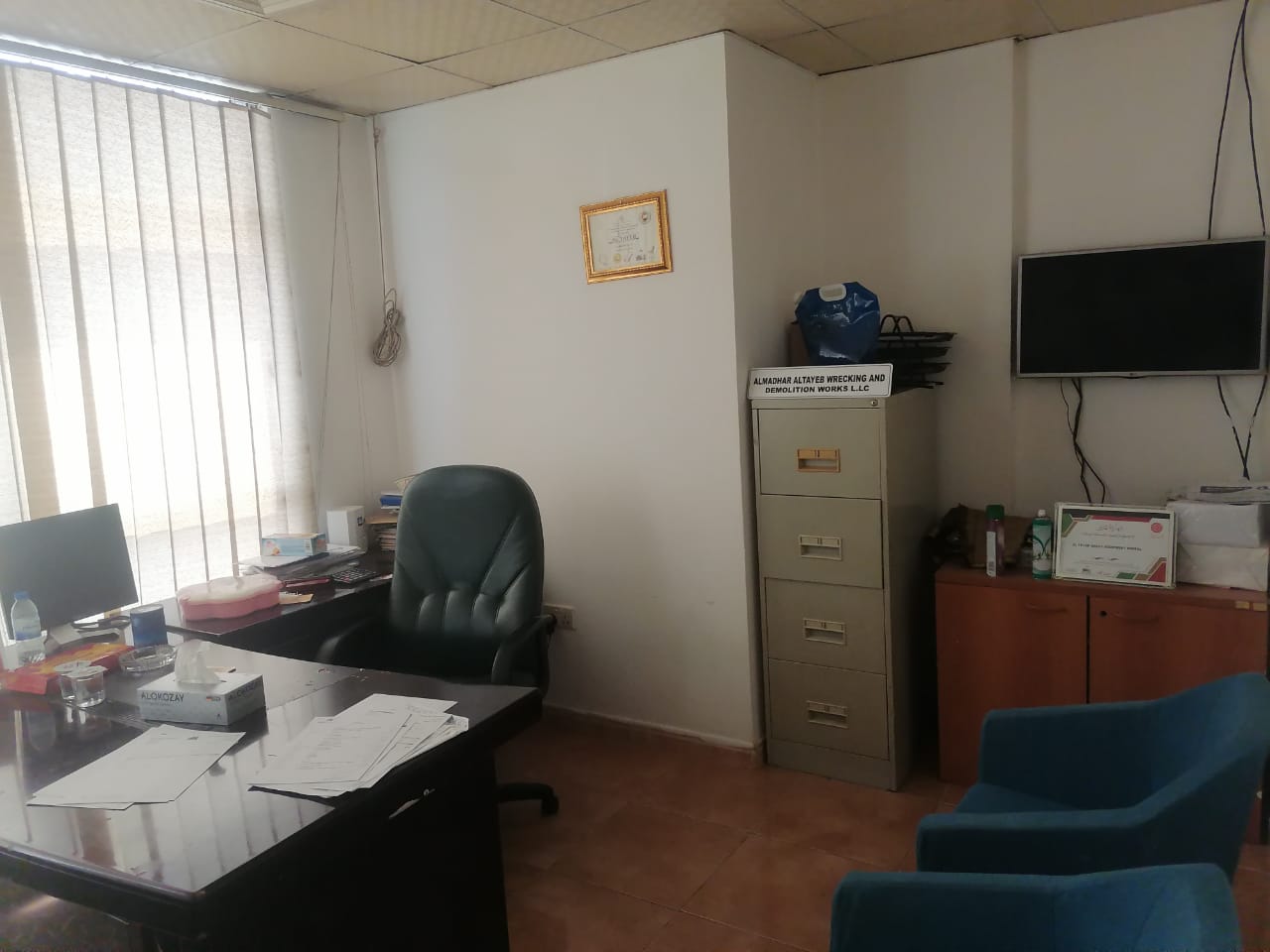 Operations office with desk and filing cabinets